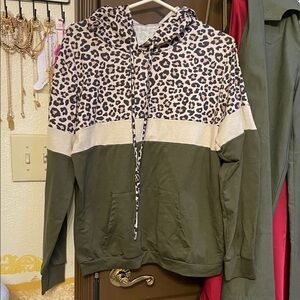 SHEIN Animal Print Hoodie with Beige Accents size medium